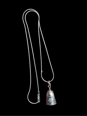 Sterling Biker Guardian Bell With Sterling  Chain 22”  .5oz